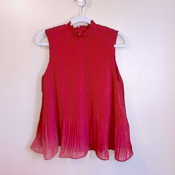 NWT Nanette Lepore Carmine Sleeveless Blouse Top  Shimmery Rose Size Large - Picture 2 of 11